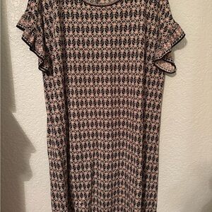 Max Studio Black and Pink Geometric Knee Length Dress Sz 2X